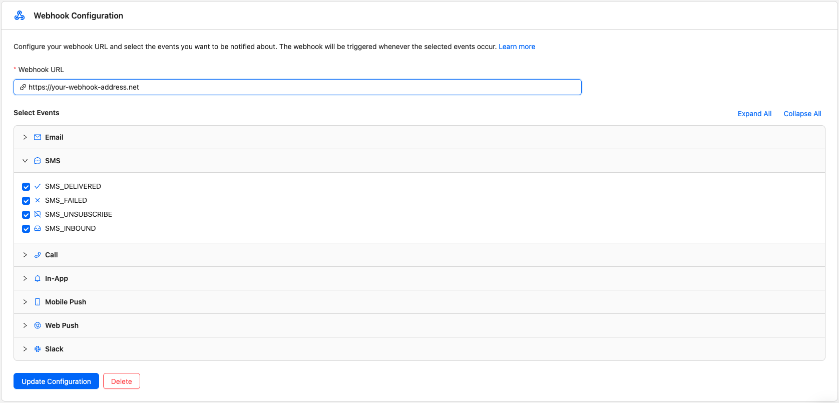 Pingram dashboard interface showing webhook feature